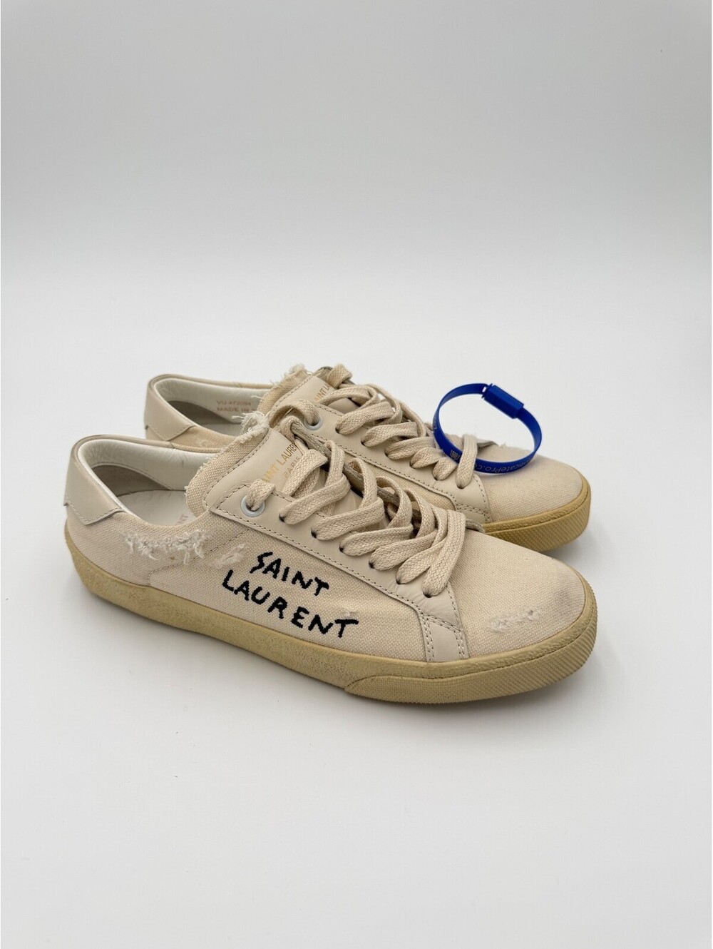 Saint Laurent SL06 Court Classic Light Beige Sneakers Womens Size 6.5/36.5